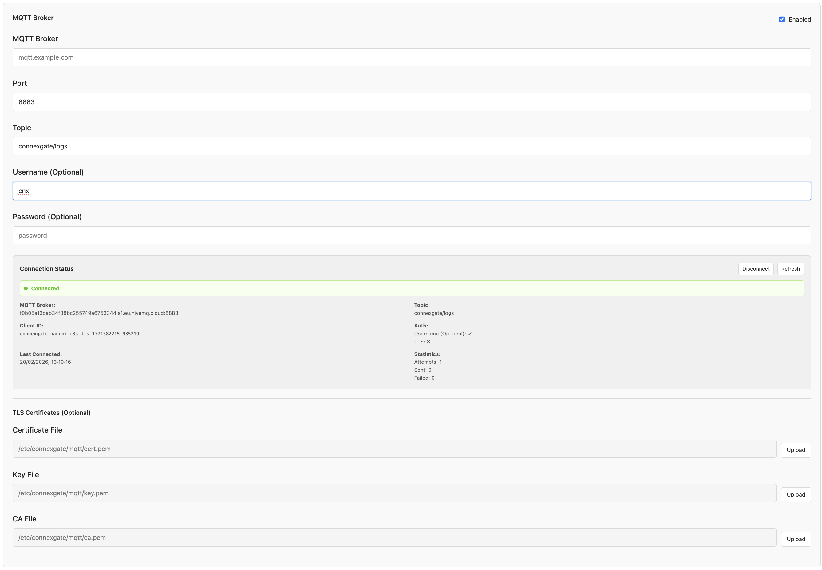 MQTT configuration