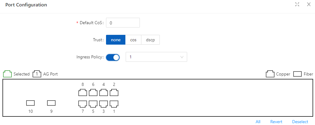 Aggregation port configuration page